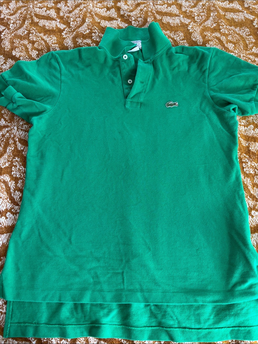 Vintage ‘80s Izod Lacoste polo shirt, kelly green, cotton, size S?